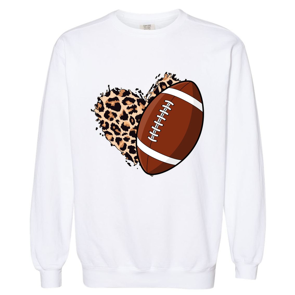 Leopard Print Heart Love Football Fan Garment-Dyed Sweatshirt