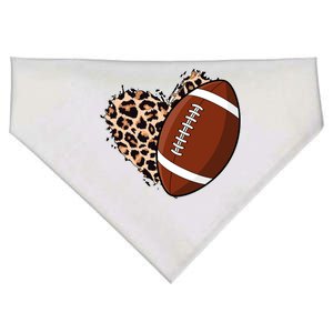 Leopard Print Heart Love Football Fan USA-Made Doggie Bandana