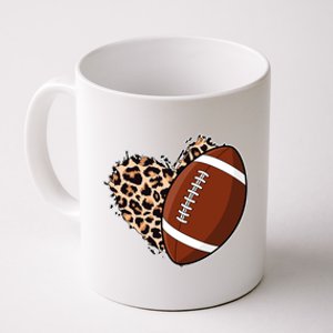 Leopard Print Heart Love Football Fan Coffee Mug