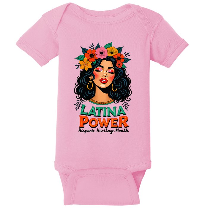 Latina Power Hispanic Heritage Month 2024 Flowers Baby Bodysuit