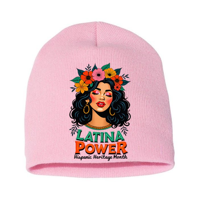 Latina Power Hispanic Heritage Month 2024 Flowers Short Acrylic Beanie