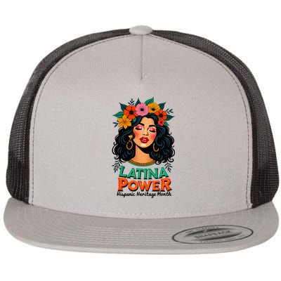 Latina Power Hispanic Heritage Month 2024 Flowers Flat Bill Trucker Hat