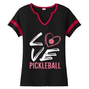 Love Pickleball Heart Pickle Ball Ladies Halftime Notch Neck Tee