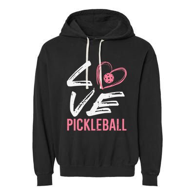 Love Pickleball Heart Pickle Ball Garment-Dyed Fleece Hoodie