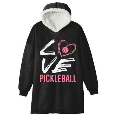 Love Pickleball Heart Pickle Ball Hooded Wearable Blanket