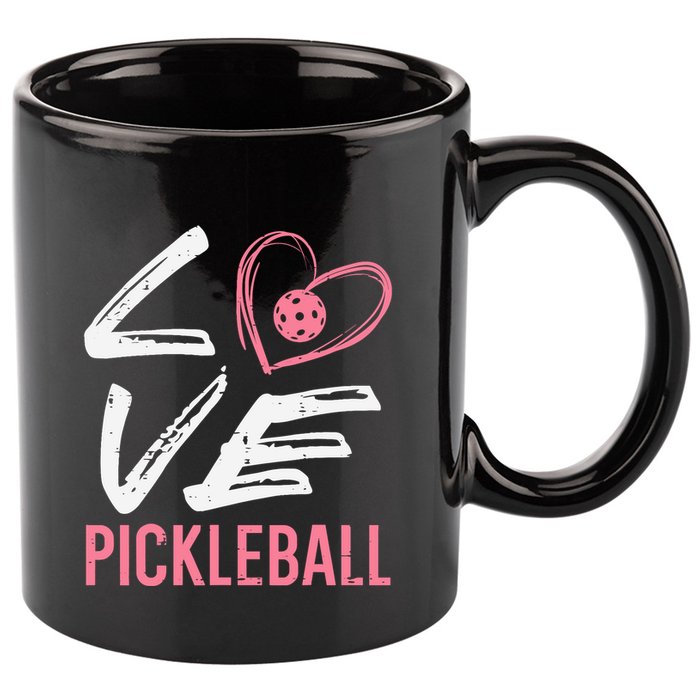 Love Pickleball Heart Pickle Ball 11oz C Handle Ceramic Mug