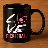 Love Pickleball Heart Pickle Ball 11oz C Handle Ceramic Mug