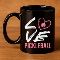 Love Pickleball Heart Pickle Ball 11oz C Handle Ceramic Mug
