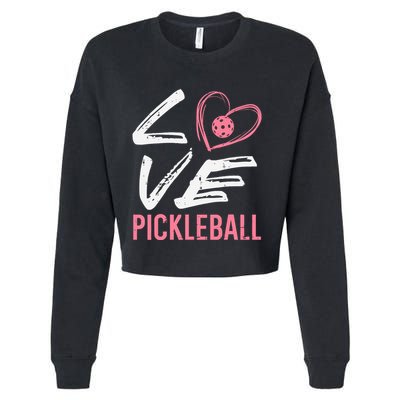 Love Pickleball Heart Pickle Ball Cropped Pullover Crew
