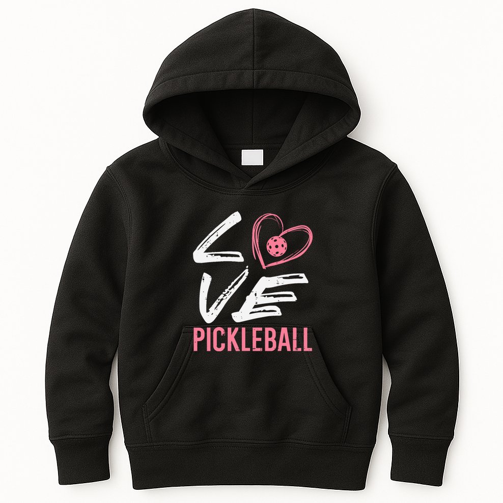 Love Pickleball Heart Pickle Ball Kids Hoodie