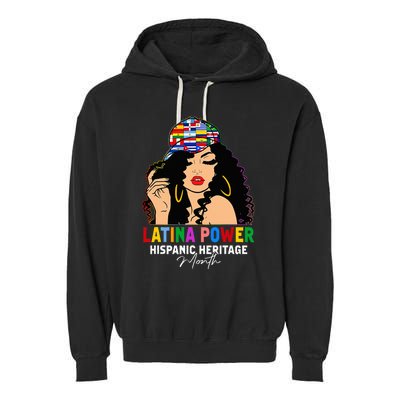 Latina Power Hispanic Heritage Month Country Flags Garment-Dyed Fleece Hoodie