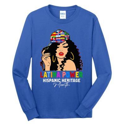 Latina Power Hispanic Heritage Month Country Flags Tall Long Sleeve T-Shirt