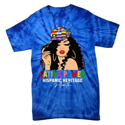 Latina Power Hispanic Heritage Month Country Flags Tie-Dye T-Shirt