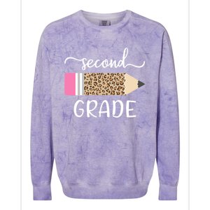 Leopard Print Hello Second Grade First Day Of School Teacher Gift Colorblast Crewneck Sweatshirt