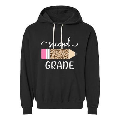 Leopard Print Hello Second Grade First Day Of School Teacher Gift Garment-Dyed Fleece Hoodie