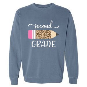 Leopard Print Hello Second Grade First Day Of School Teacher Gift Garment-Dyed Sweatshirt