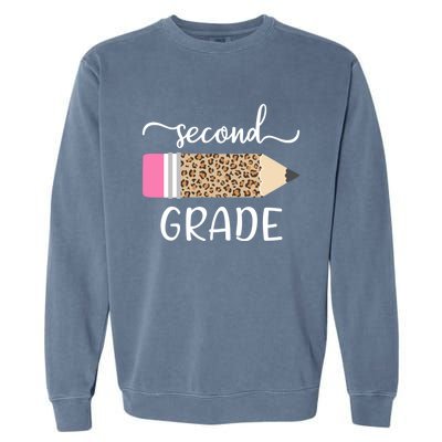 Leopard Print Hello Second Grade First Day Of School Teacher Gift Garment-Dyed Sweatshirt