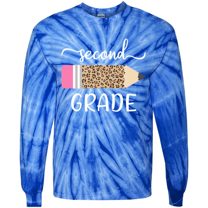 Leopard Print Hello Second Grade First Day Of School Teacher Gift Tie-Dye Long Sleeve Shirt