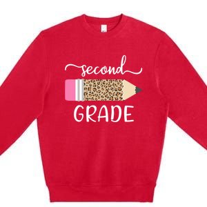 Leopard Print Hello Second Grade First Day Of School Teacher Gift Premium Crewneck Sweatshirt