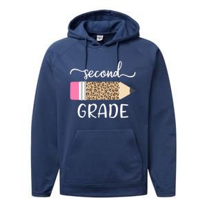 Leopard Print Hello Second Grade First Day Of School Teacher Gift Performance Fleece Hoodie