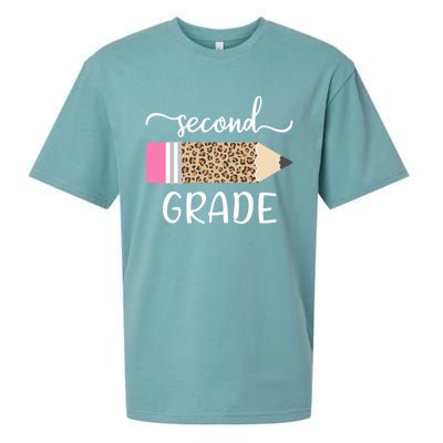 Leopard Print Hello Second Grade First Day Of School Teacher Gift Sueded Cloud Jersey T-Shirt