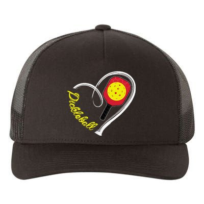 Love Pickleball Heart Paddleball Lover I love Pickleball Yupoong Adult 5-Panel Trucker Hat