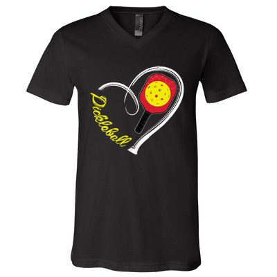 Love Pickleball Heart Paddleball Lover I love Pickleball V-Neck T-Shirt