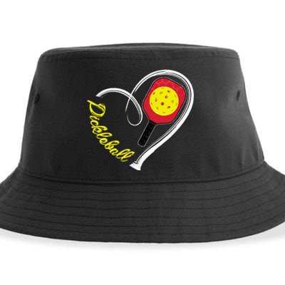 Love Pickleball Heart Paddleball Lover I love Pickleball Sustainable Bucket Hat