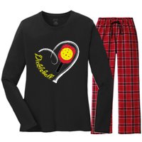 Love Pickleball Heart Paddleball Lover I love Pickleball Women's Long Sleeve Flannel Pajama Set 