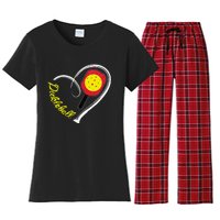 Love Pickleball Heart Paddleball Lover I love Pickleball Women's Flannel Pajama Set