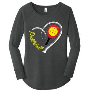 Love Pickleball Heart Paddleball Lover I love Pickleball Women's Perfect Tri Tunic Long Sleeve Shirt