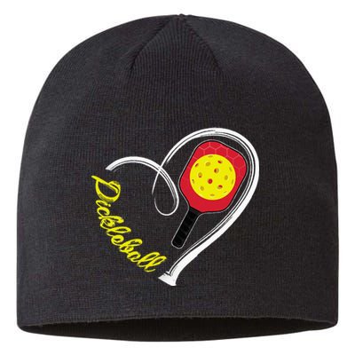 Love Pickleball Heart Paddleball Lover I love Pickleball Sustainable Beanie