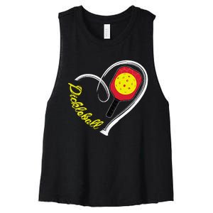 Love Pickleball Heart Paddleball Lover I love Pickleball Women's Racerback Cropped Tank