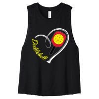 Love Pickleball Heart Paddleball Lover I love Pickleball Women's Racerback Cropped Tank