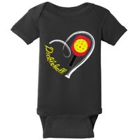 Love Pickleball Heart Paddleball Lover I love Pickleball Baby Bodysuit