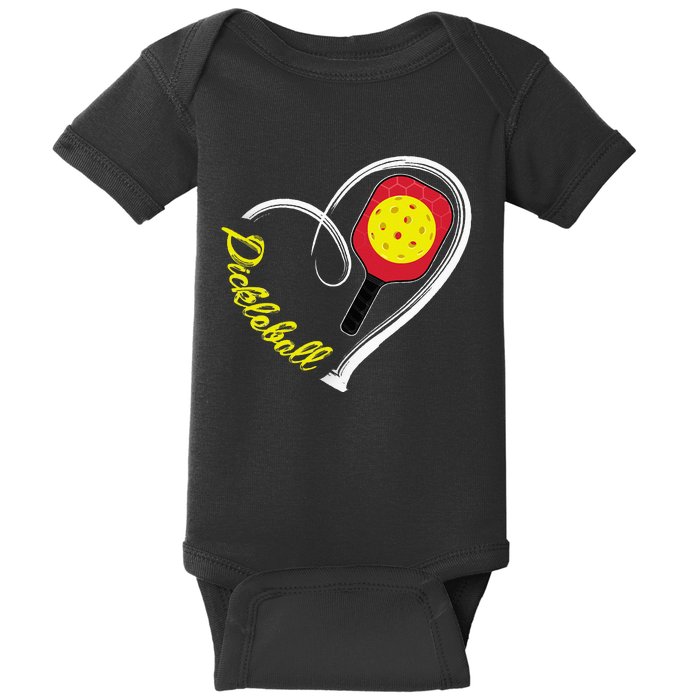 Love Pickleball Heart Paddleball Lover I love Pickleball Baby Bodysuit