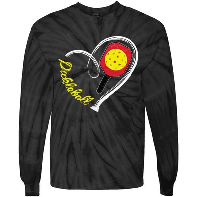 Love Pickleball Heart Paddleball Lover I love Pickleball Tie-Dye Long Sleeve Shirt