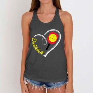 Love Pickleball Heart Paddleball Lover I love Pickleball Women's Knotted Racerback Tank