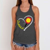 Love Pickleball Heart Paddleball Lover I love Pickleball Women's Knotted Racerback Tank