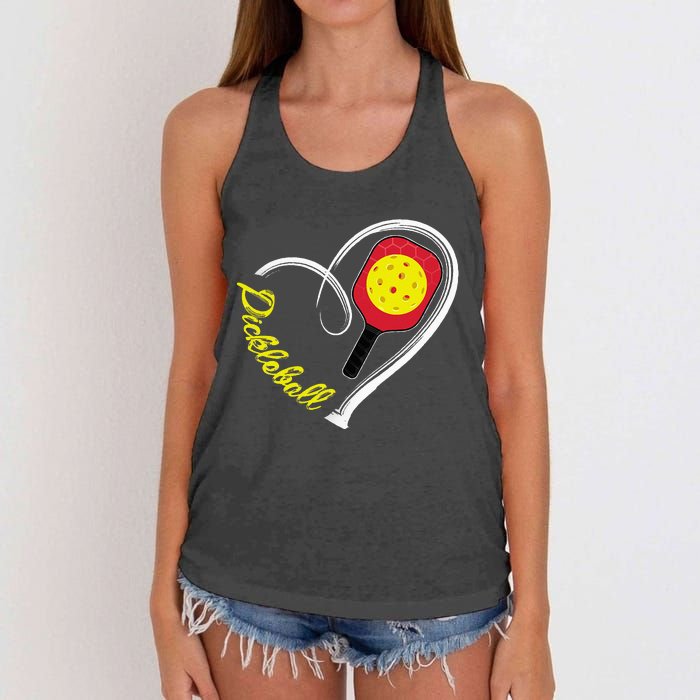 Love Pickleball Heart Paddleball Lover I love Pickleball Women's Knotted Racerback Tank