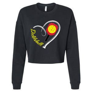 Love Pickleball Heart Paddleball Lover I love Pickleball Cropped Pullover Crew