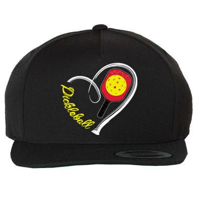 Love Pickleball Heart Paddleball Lover I love Pickleball Wool Snapback Cap