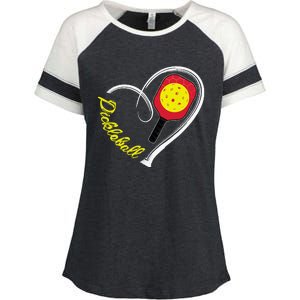 Love Pickleball Heart Paddleball Lover I love Pickleball Enza Ladies Jersey Colorblock Tee