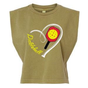 Love Pickleball Heart Paddleball Lover I love Pickleball Garment-Dyed Women's Muscle Tee