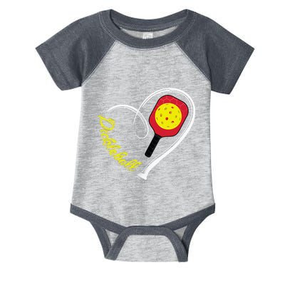 Love Pickleball Heart Paddleball Lover I love Pickleball Infant Baby Jersey Bodysuit