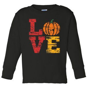 Love Pumpkin Halloween Fall Season 2024 Toddler Long Sleeve Shirt