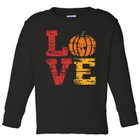 Love Pumpkin Halloween Fall Season 2024 Toddler Long Sleeve Shirt