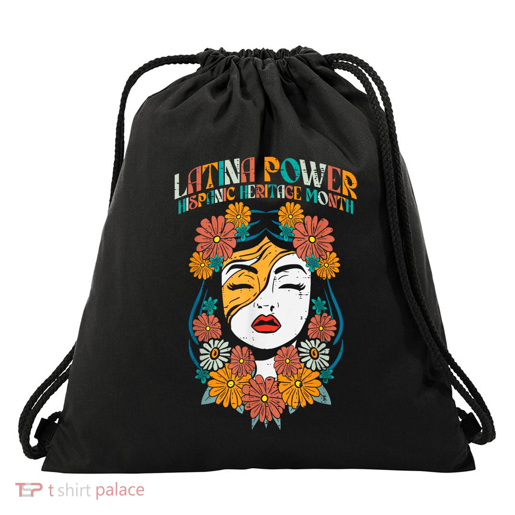 Latina Power Hispanic Heritage Month Retro Vintage Drawstring Bag