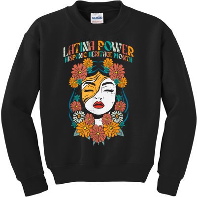 Latina Power Hispanic Heritage Month Retro Vintage Kids Sweatshirt