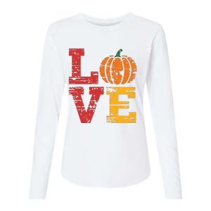 Love Pumpkin Halloween Fall Season 2024 Womens Cotton Relaxed Long Sleeve T-Shirt